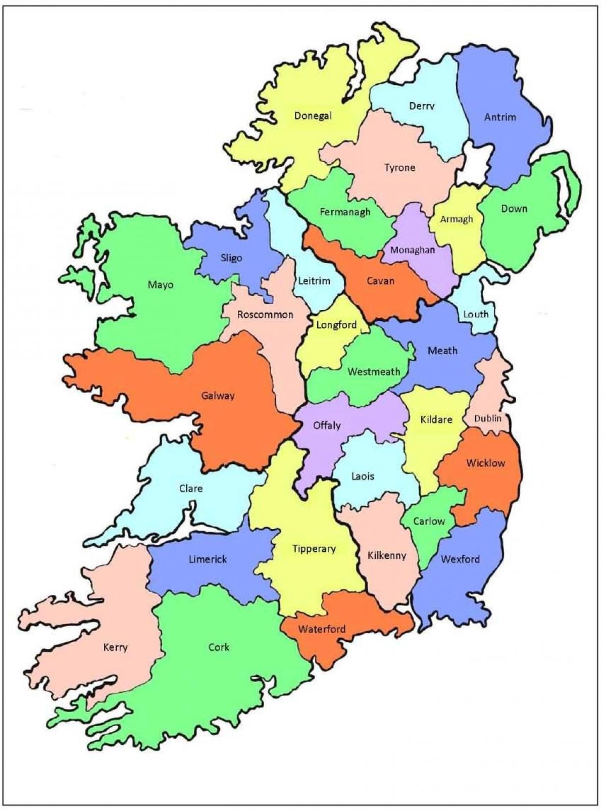 mapa de los 32 condados de irlanda