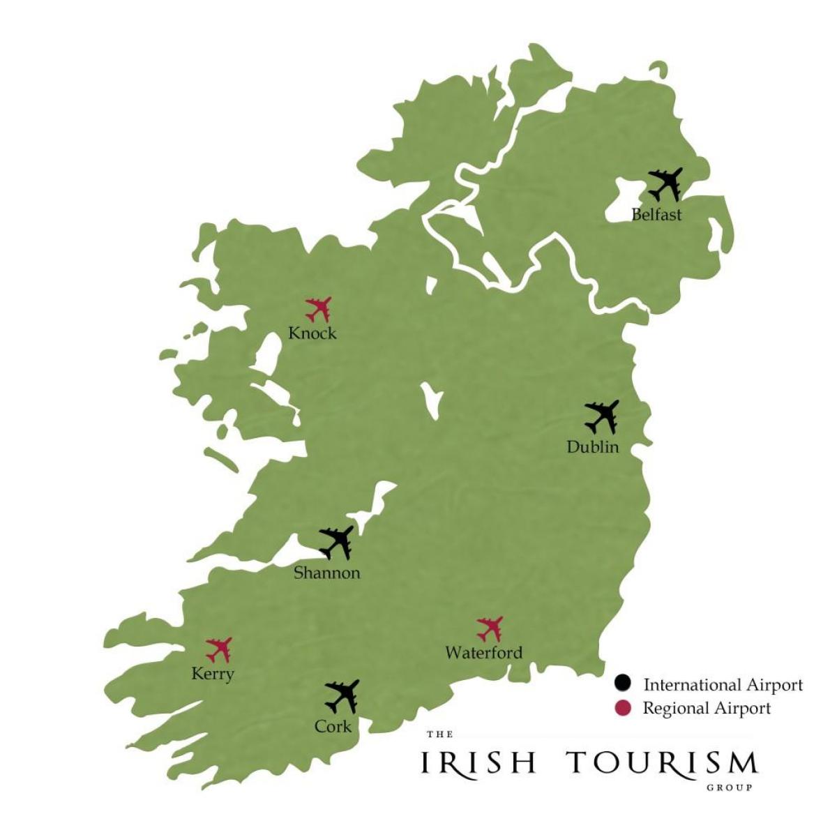 mapa de los aeropuertos del sur de irlanda