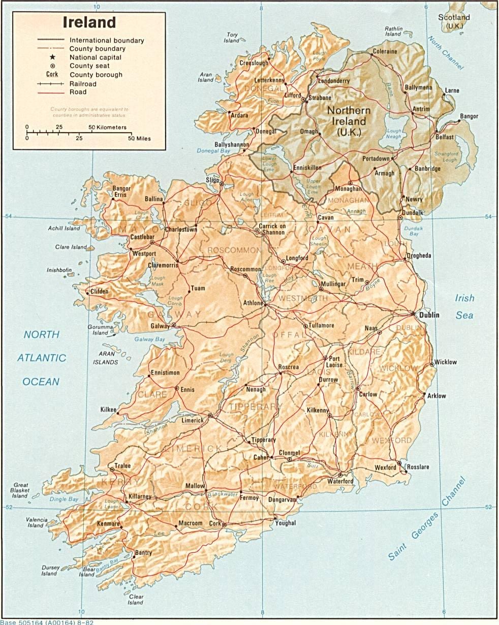 mapa de mapa grande de irlanda para la venta