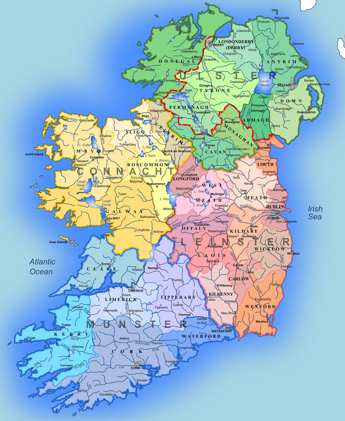 gran mapa detallado de irlanda