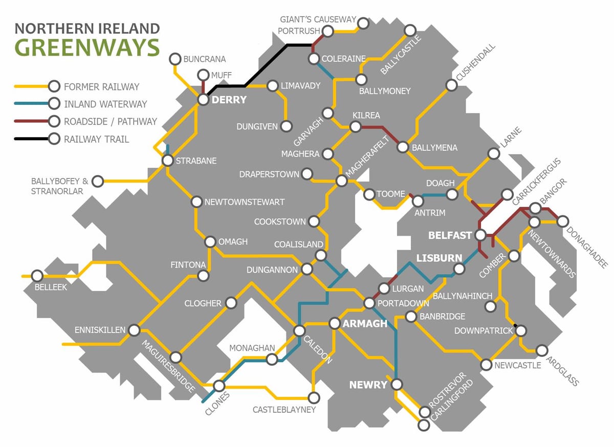 irlanda del norte mapa de trenes