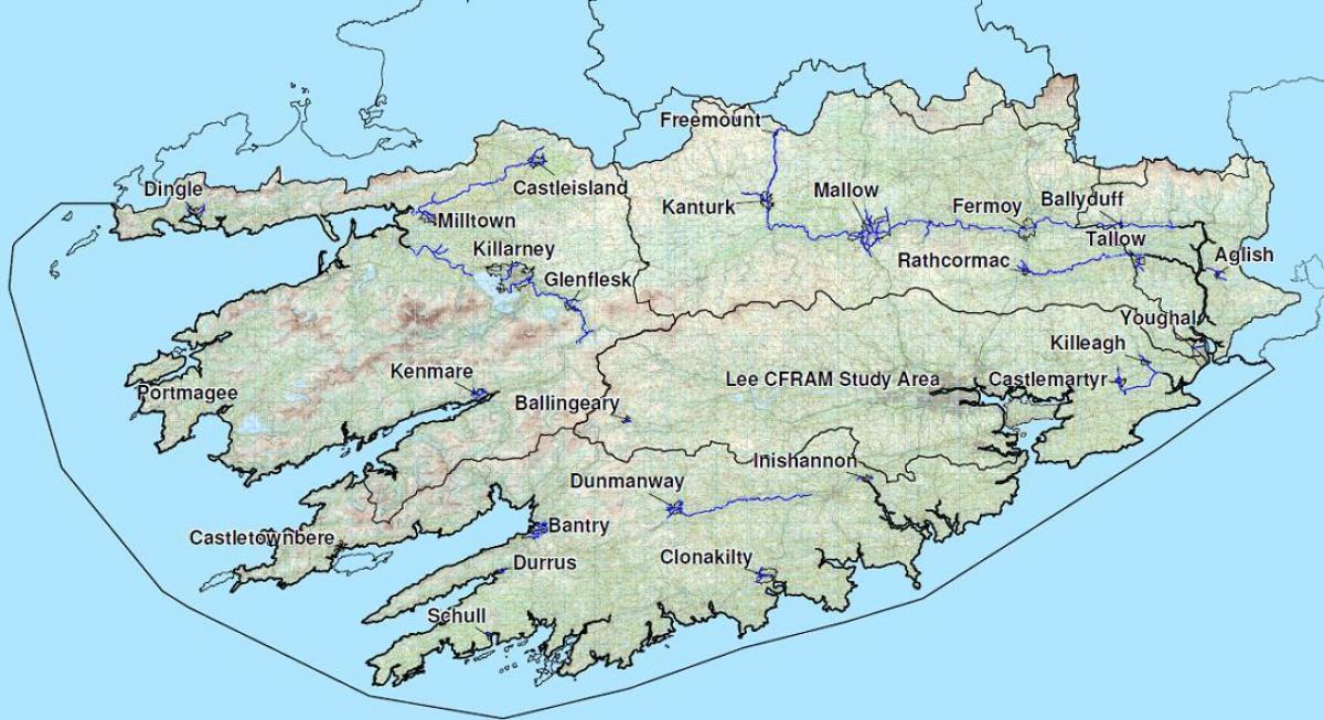 mapa detallado del oeste de irlanda