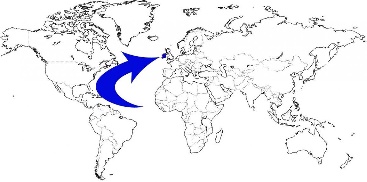 mapa del mundo que muestra irlanda