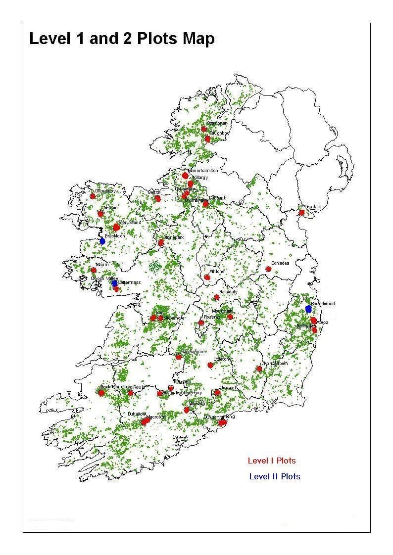 mapa de bosques de irlanda