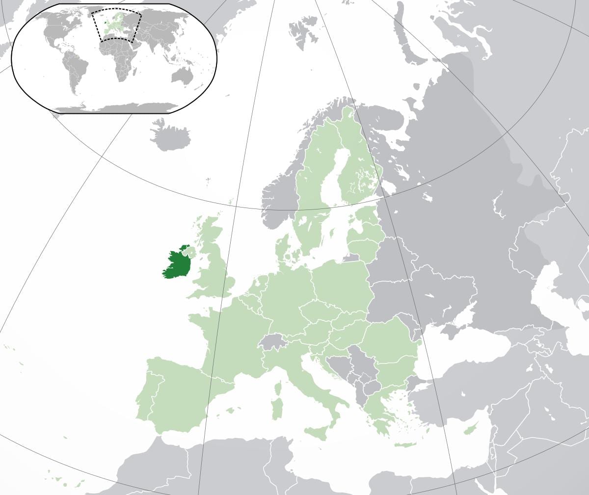 irlanda del mapa en el mapa del mundo