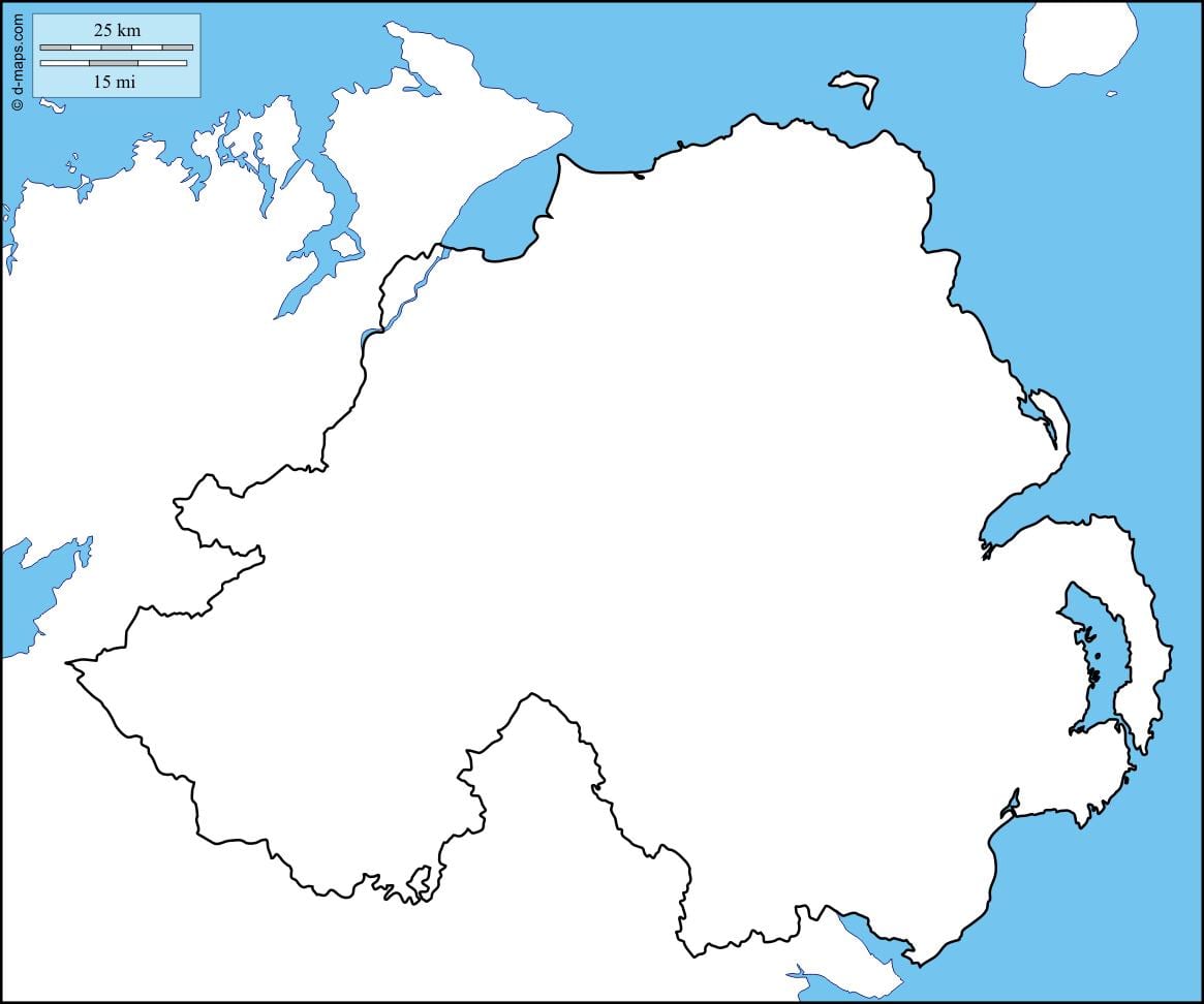 mapa en blanco de irlanda del norte