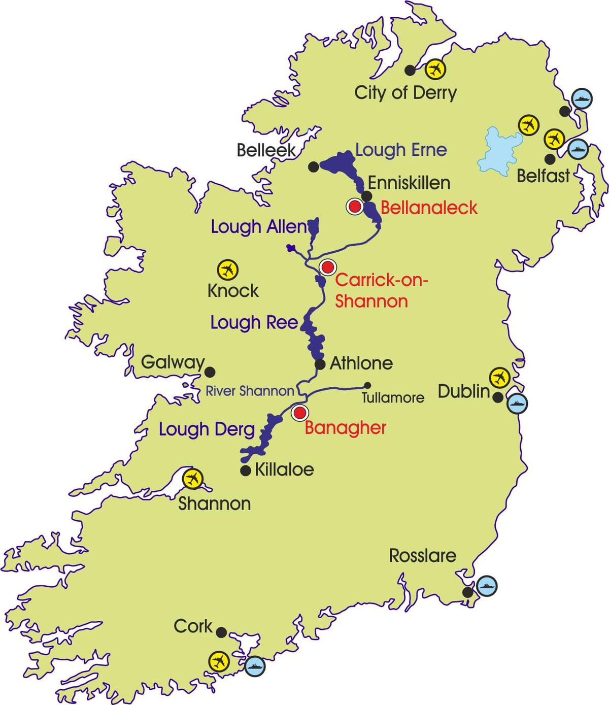 mapa de irlanda ríos y montañas