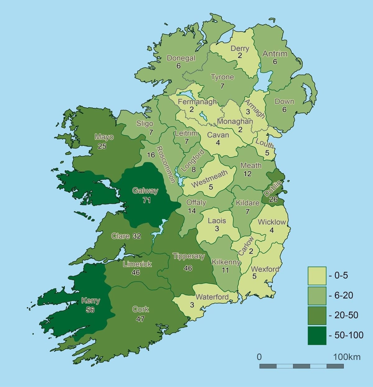 mapa de irlanda geografía