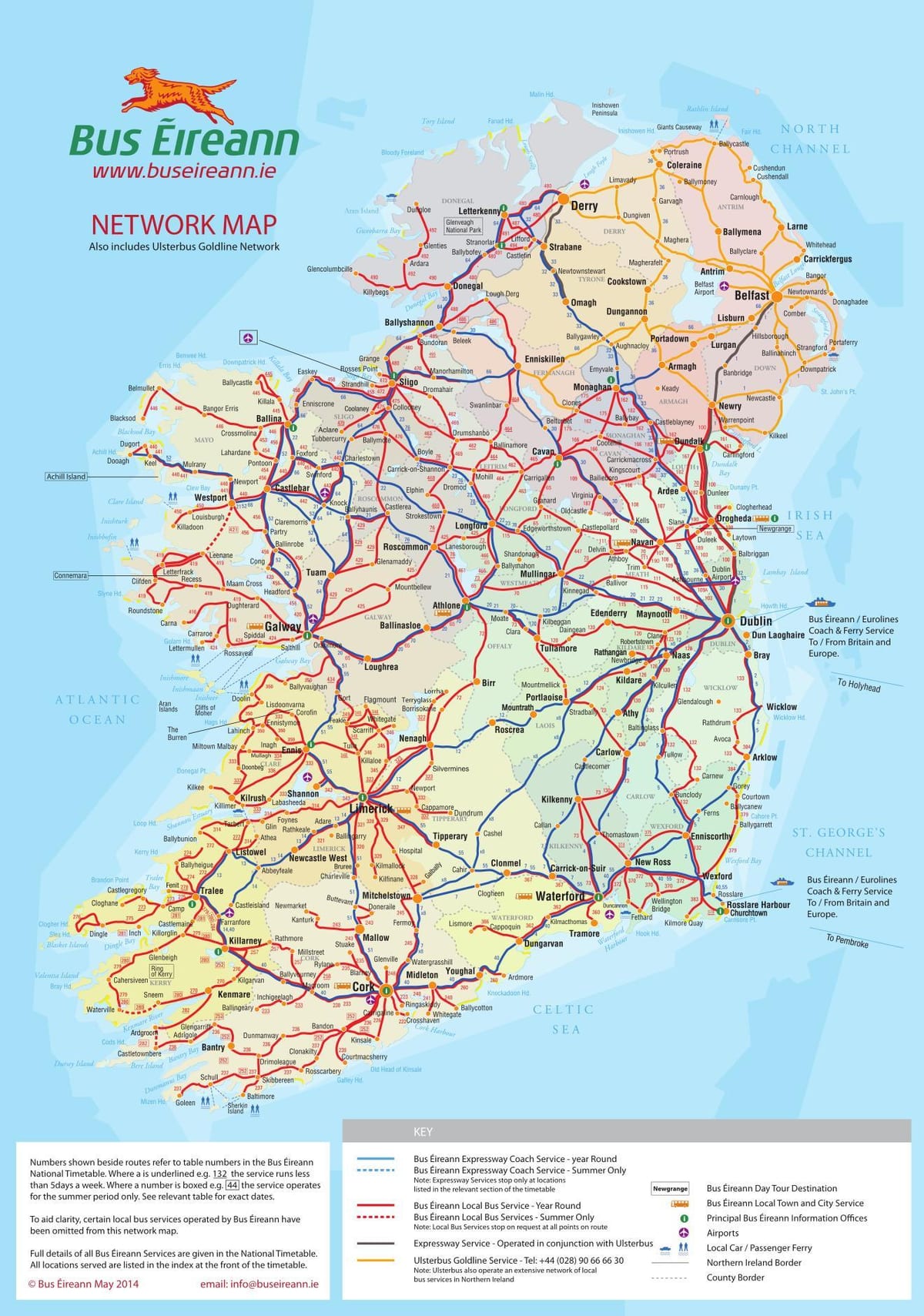irlanda rutas de autobús mapa