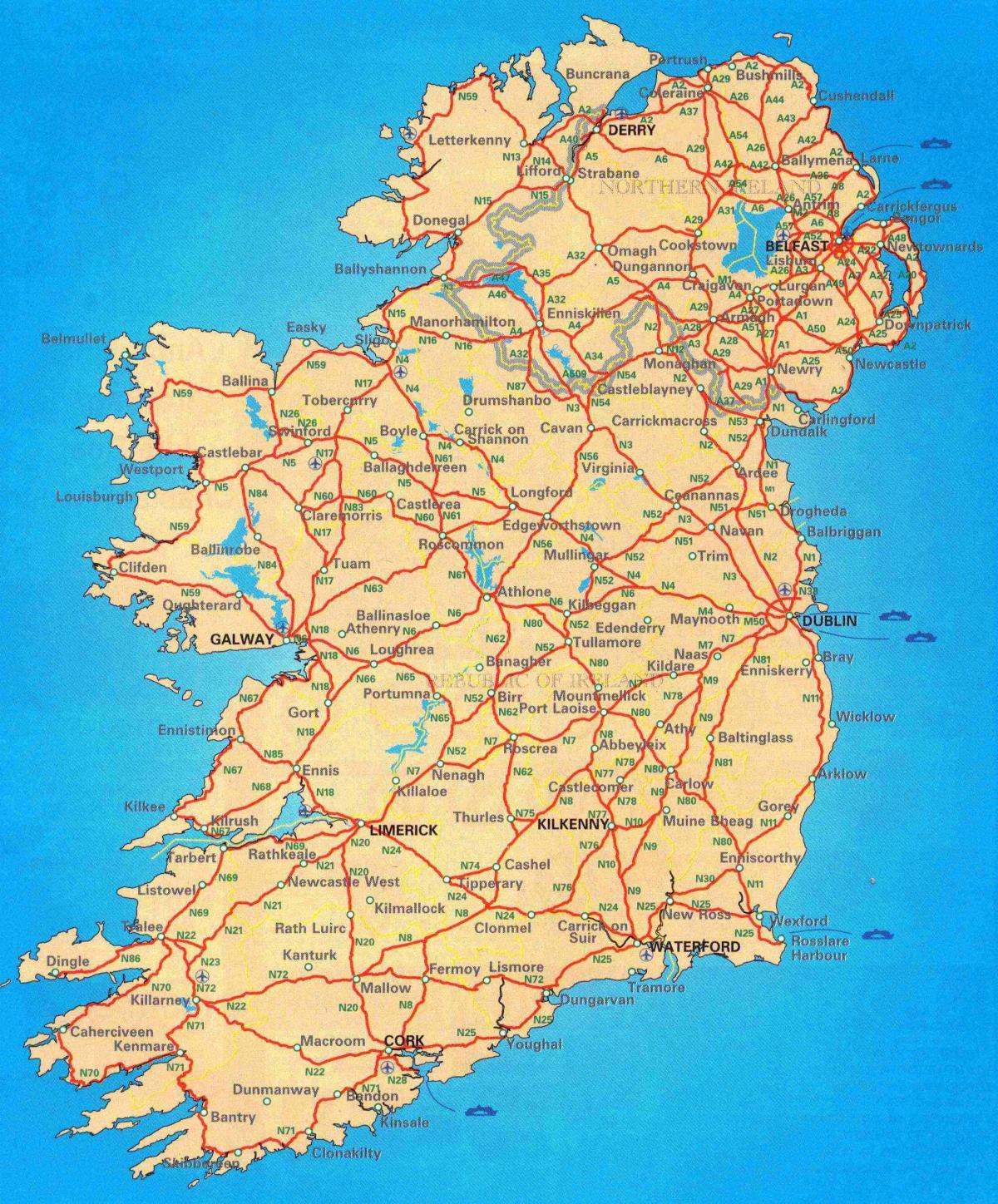 libre mapa de carreteras de irlanda