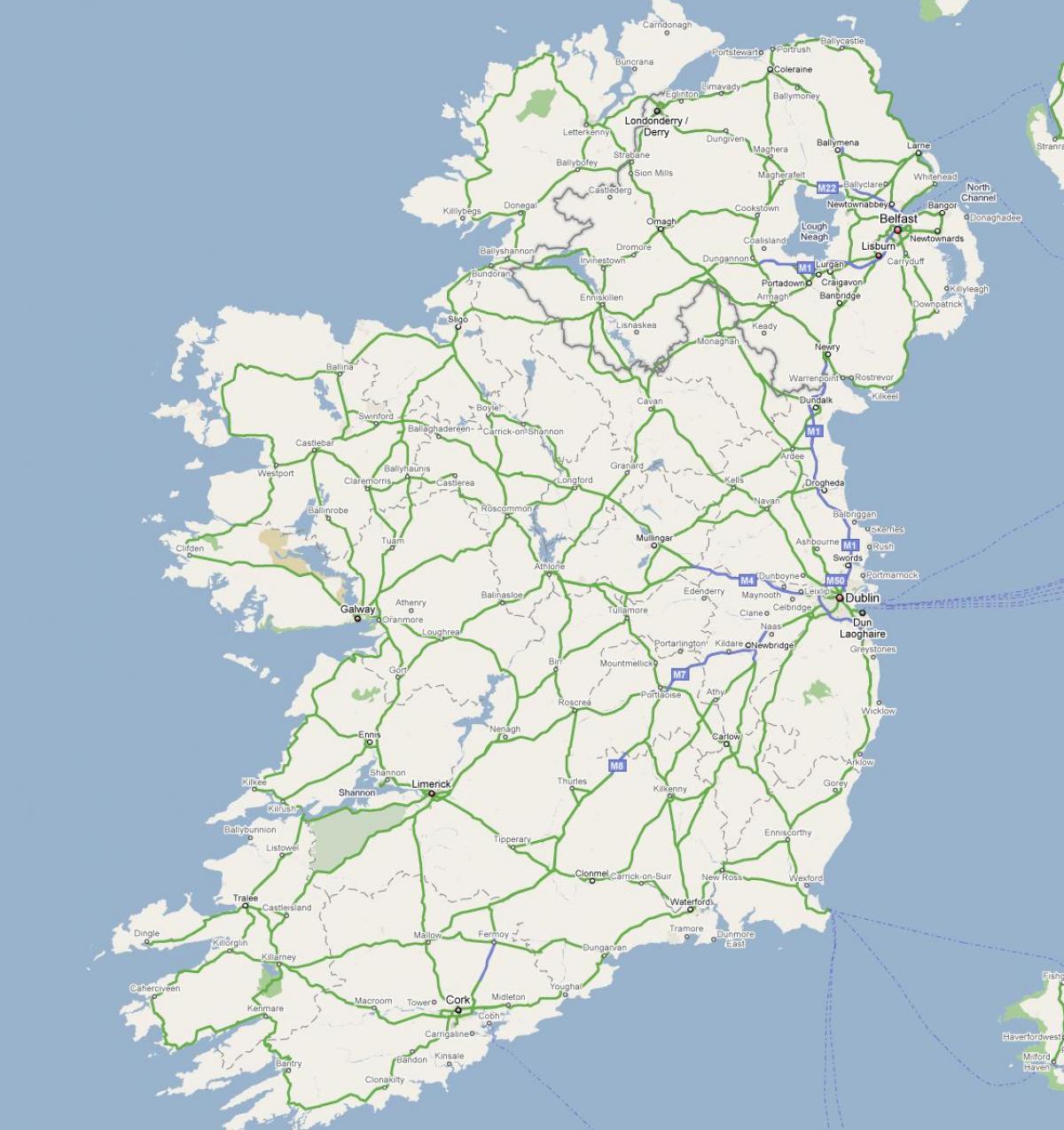 mapa de irlanda carretera
