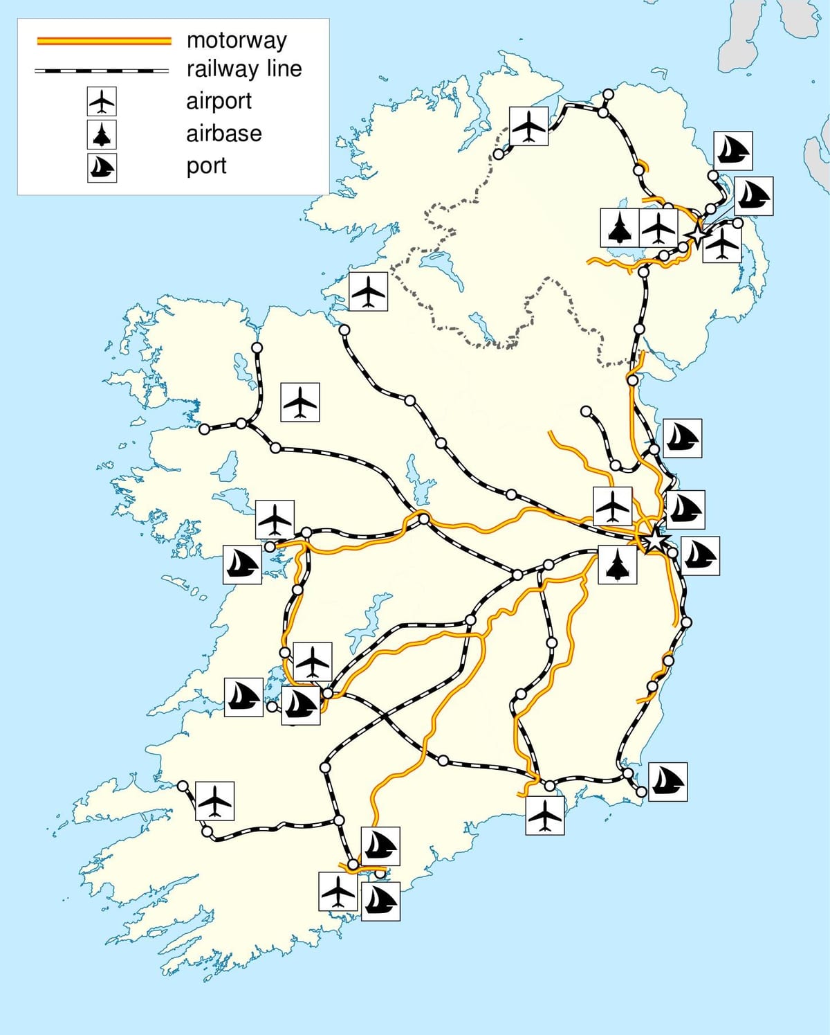 mapa de irlanda del transporte