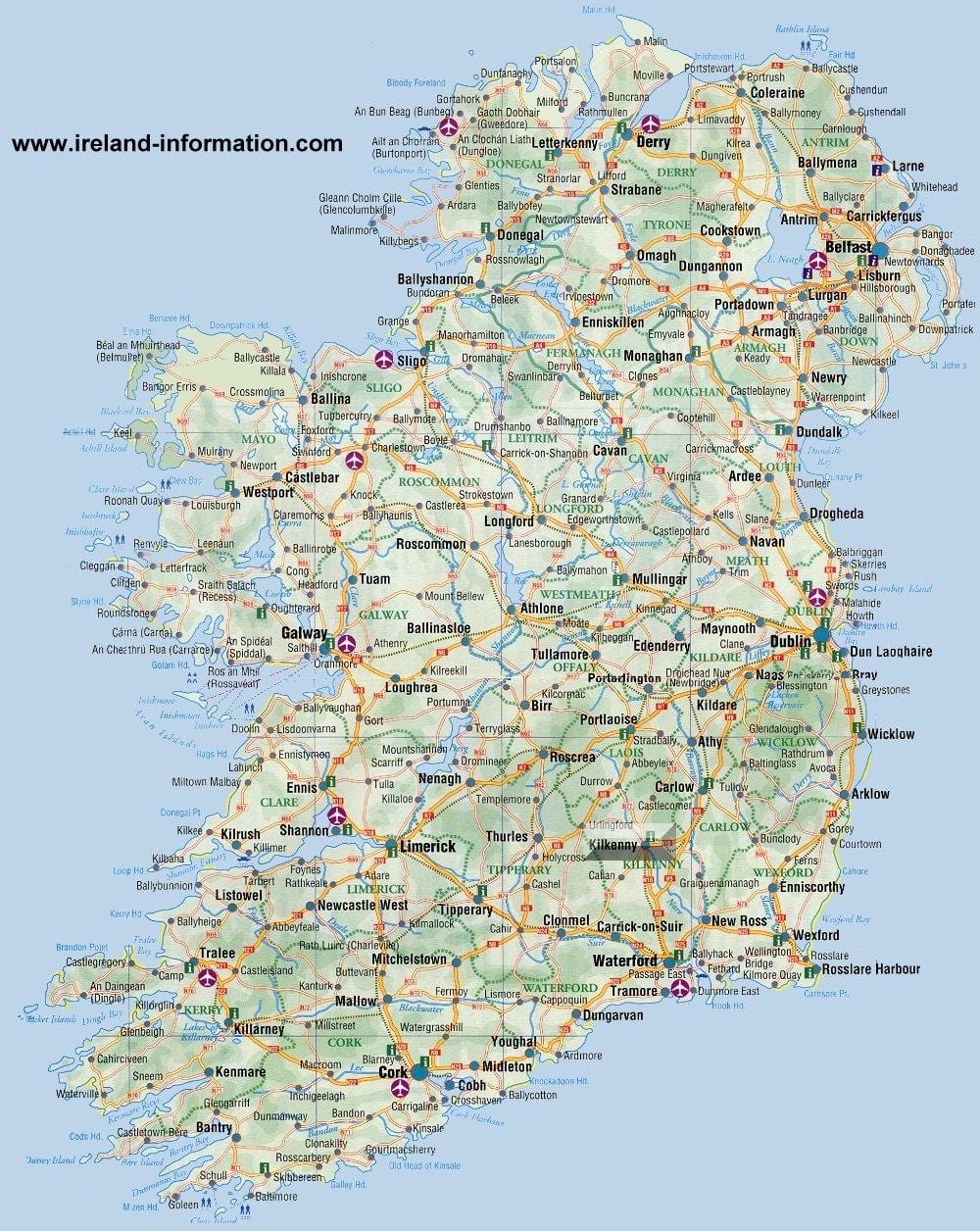 irlanda mapa de viaje