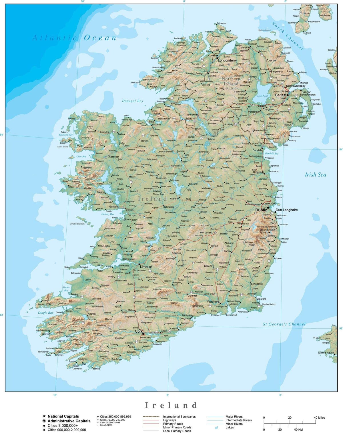 mapa de irlanda del terreno 