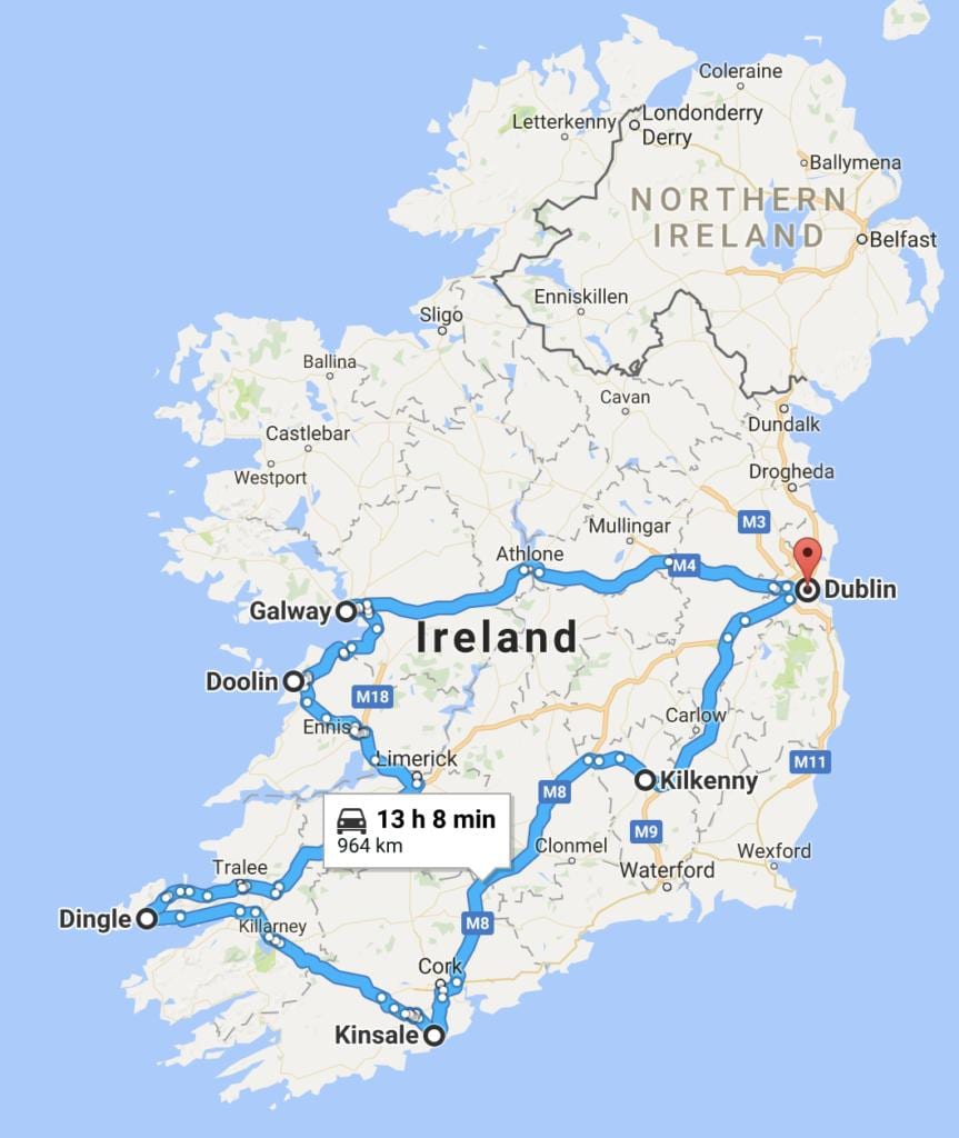 mapa de irlanda planificador de viajes