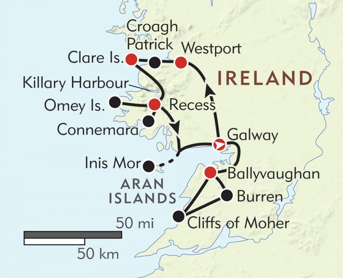 La costa oeste de irlanda mapa - Mapa de la costa oeste de irlanda (del