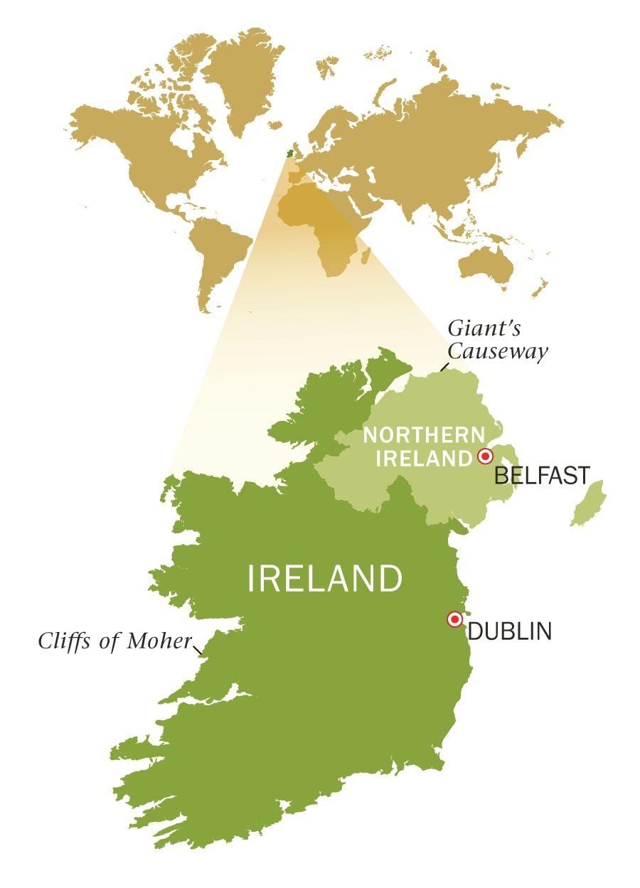 mapa de la isla esmeralda, irlanda