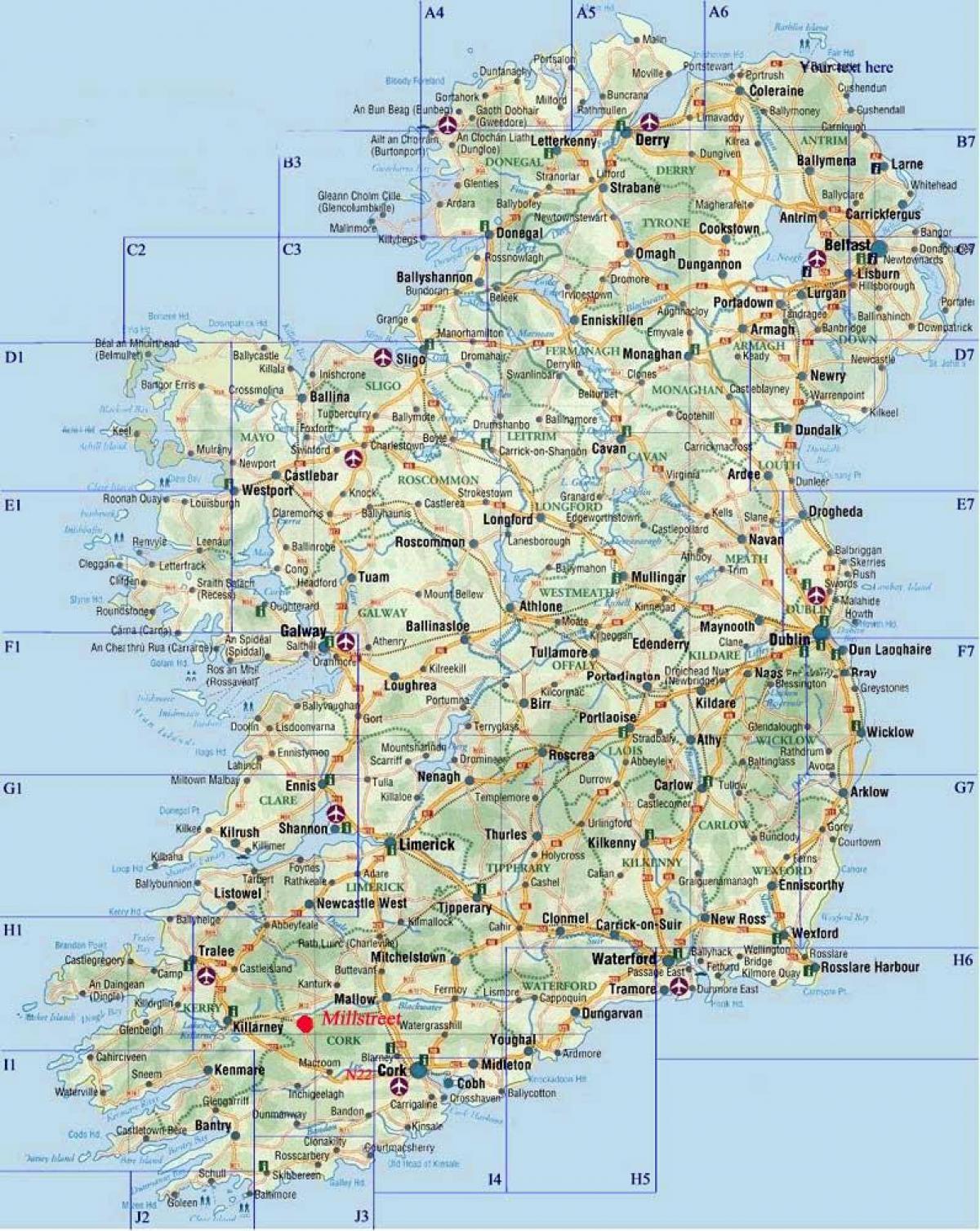 detallado mapa de carreteras de irlanda
