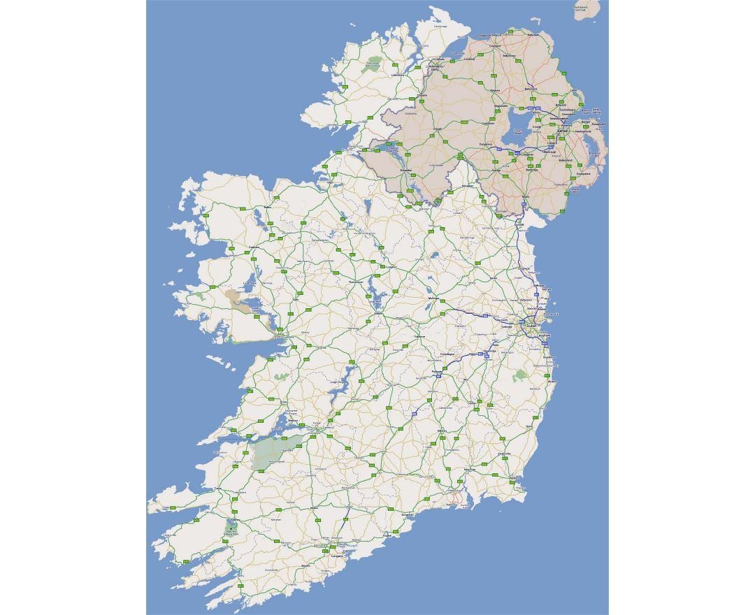 mapa de mapa de carreteras del oeste de irlanda
