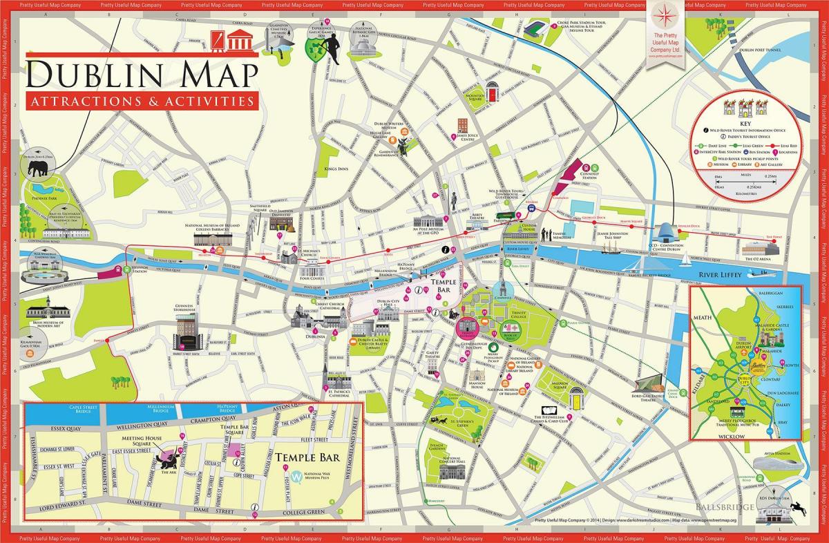 mapa de dublín, irlanda lugares de interés turístico
