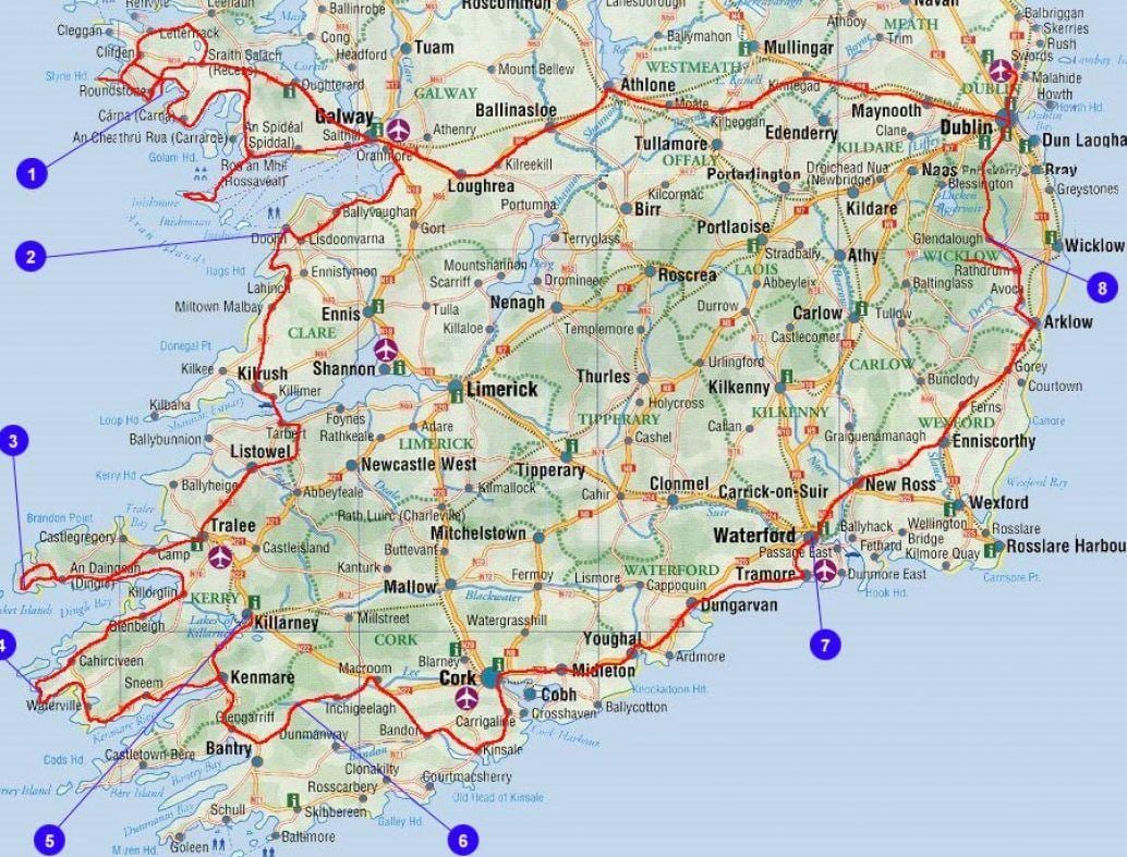 mapa de viaje de irlanda