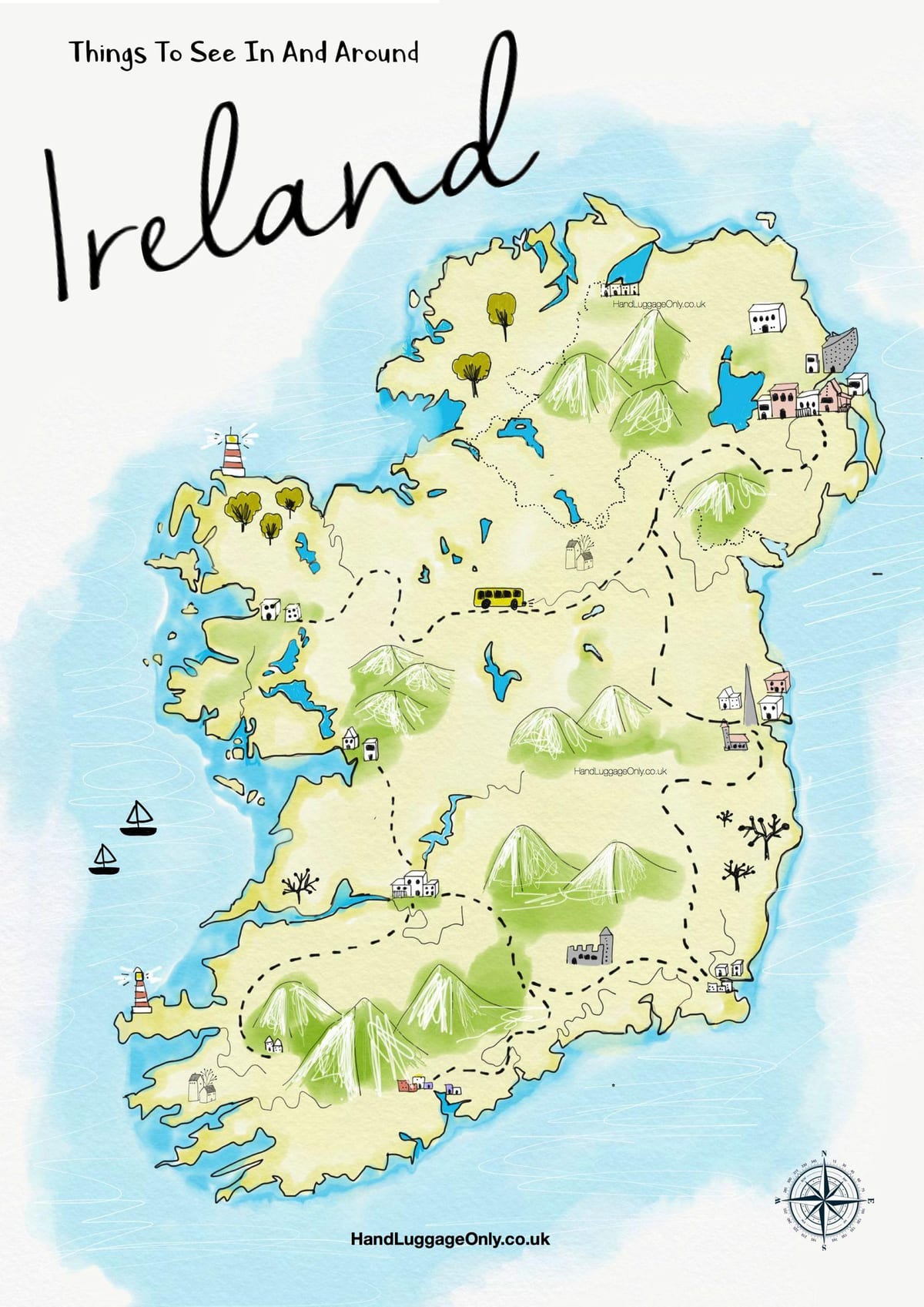 mapa de los lugares a visitar en irlanda