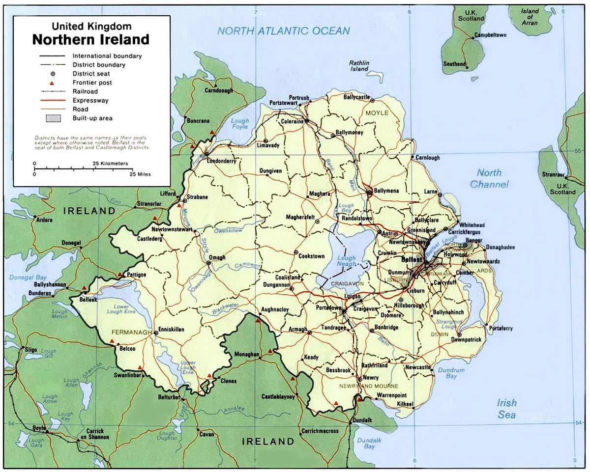 irlanda del norte mapa de las ciudades