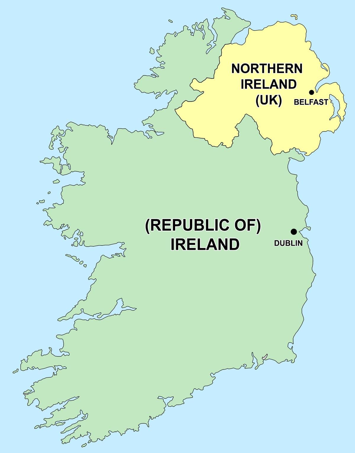  mapa de irlanda del norte y república de irlanda