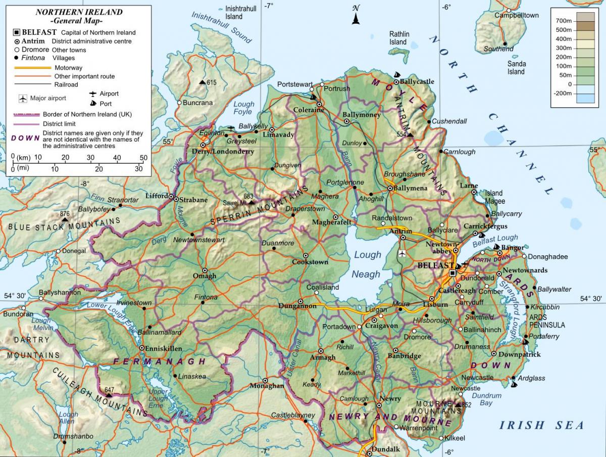 un mapa de irlanda del norte