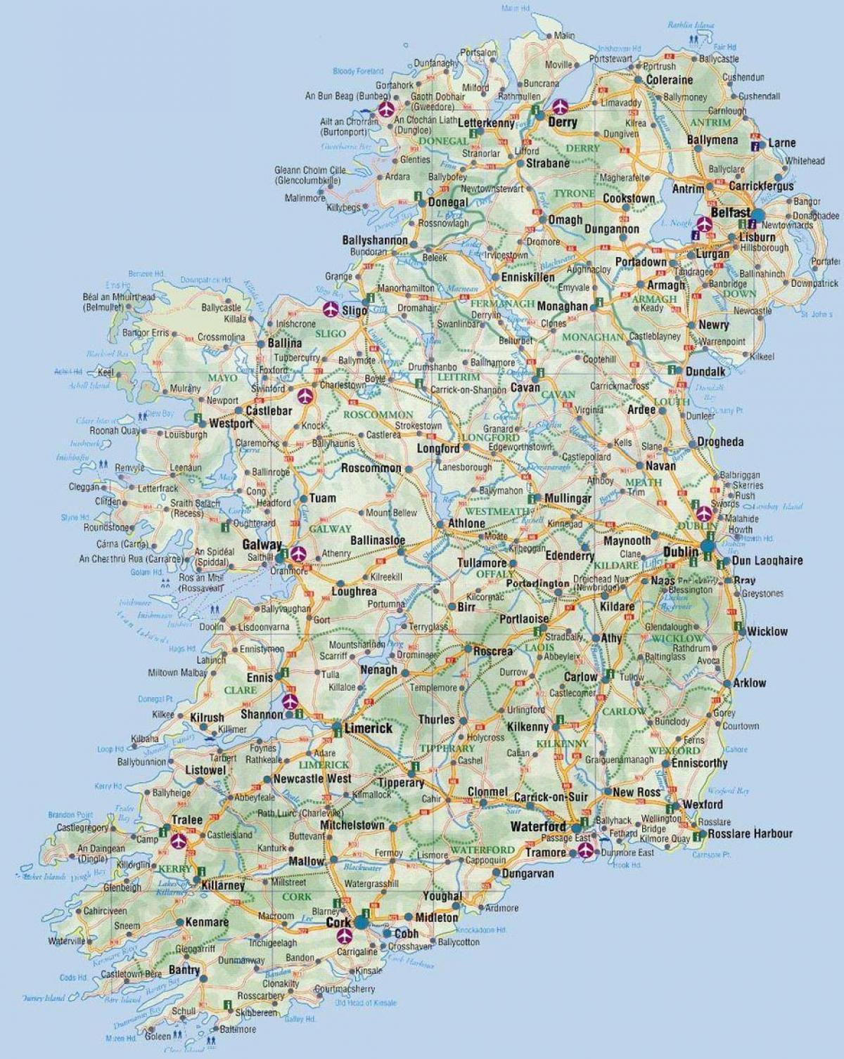 un mapa de irlanda