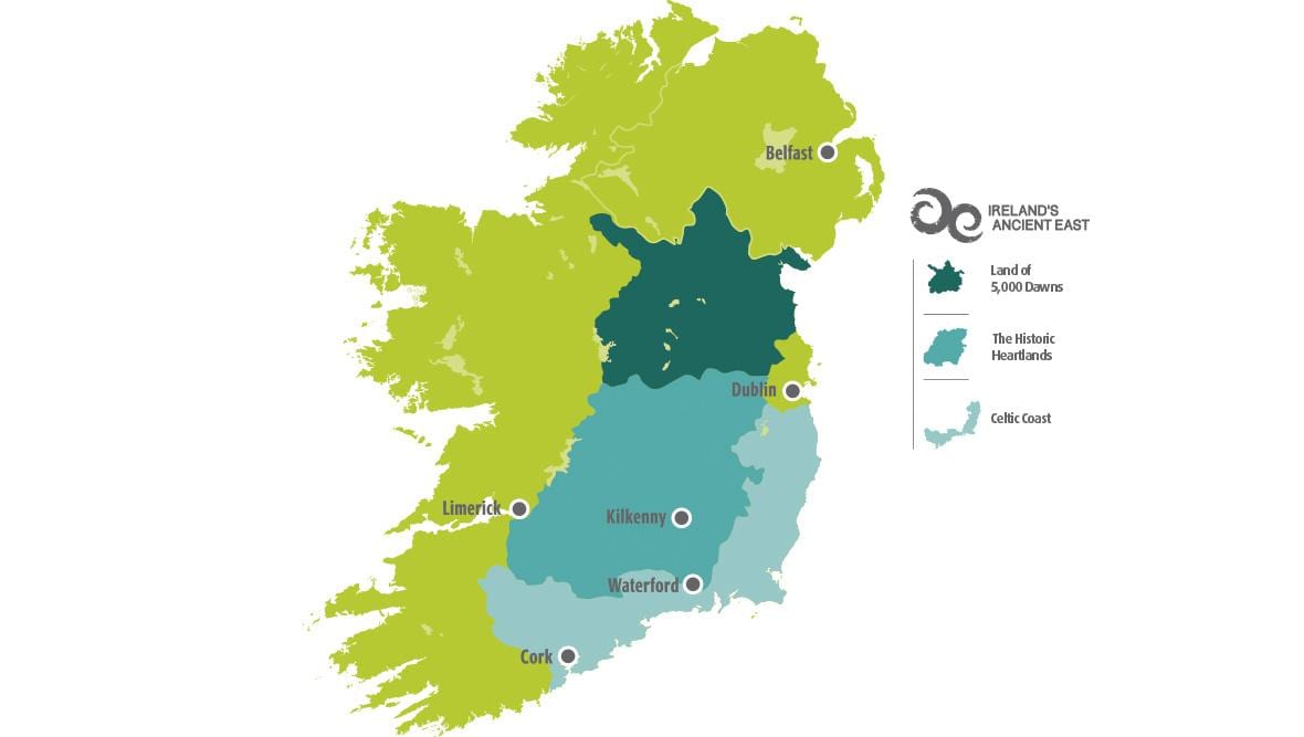 mapa de mapa de irlanda de la costa este