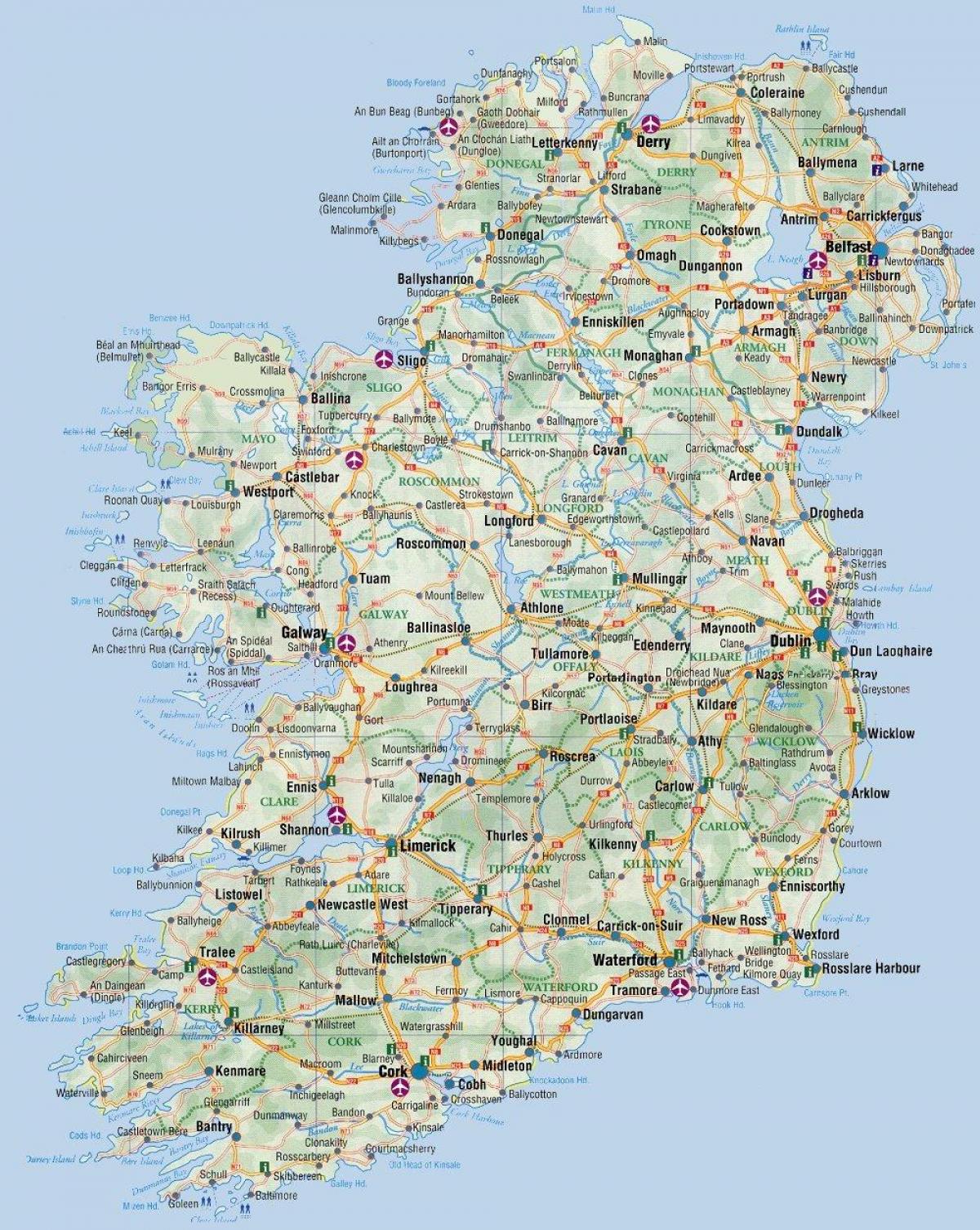 mapa de la costa este de irlanda