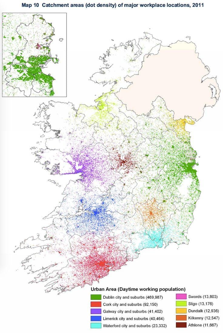 irlanda densidad de población mapa