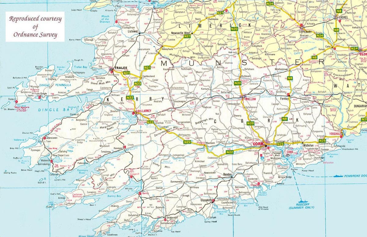 mapa de mapa de norte oeste de irlanda
