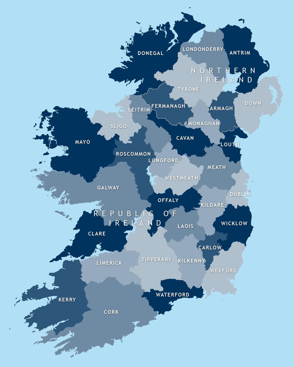 mapa de mapa editable de irlanda