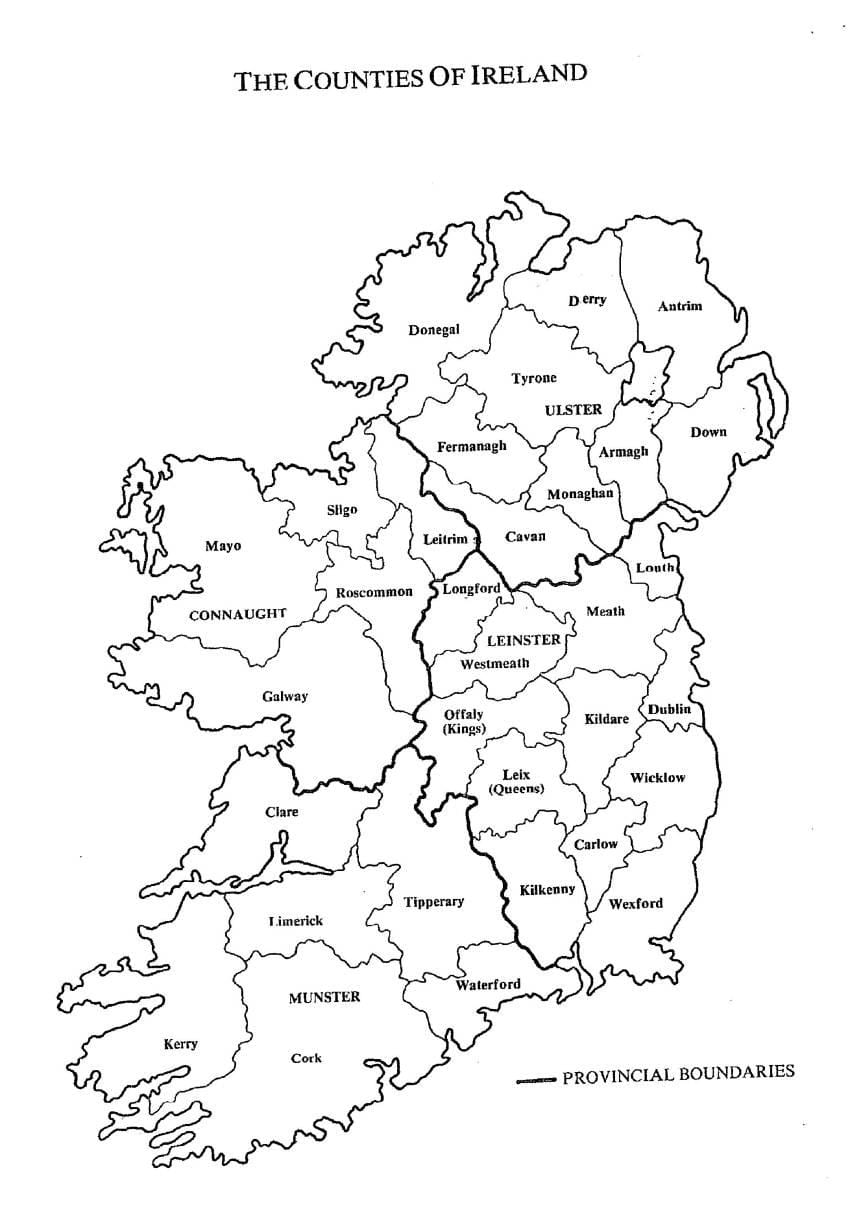 croquis del mapa de irlanda