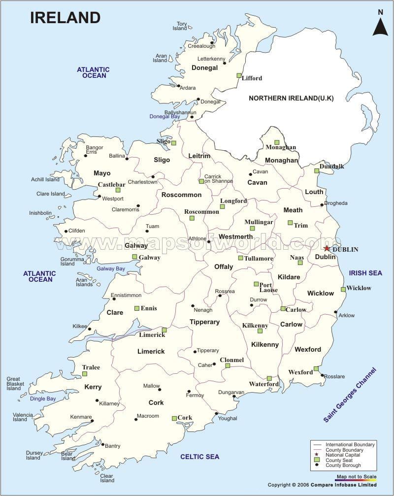 mapa de mapa político de irlanda