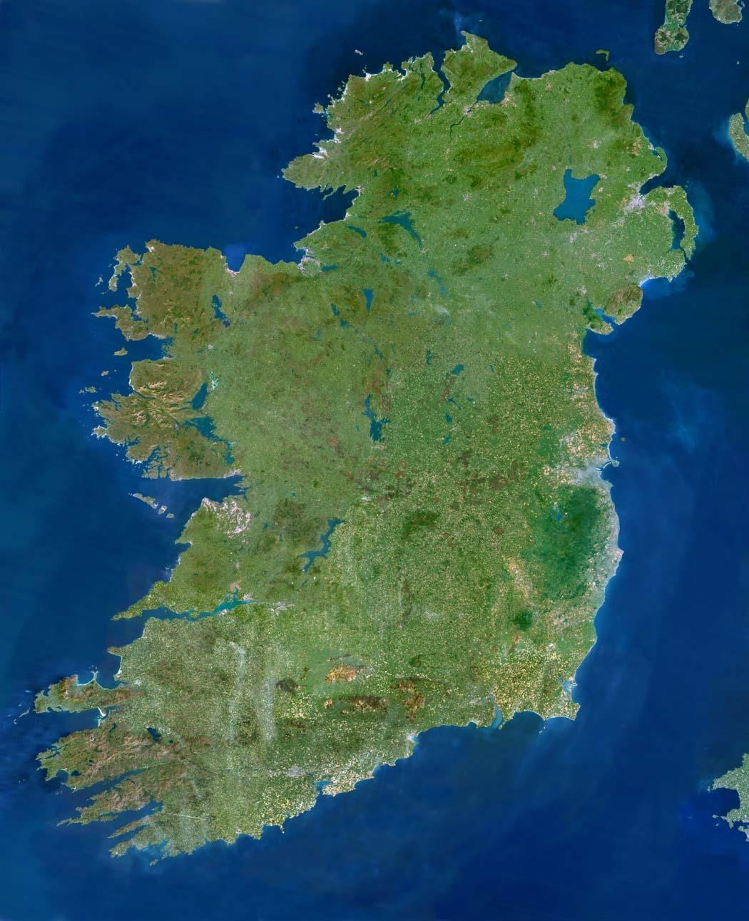 mapa de mapa satelital de irlanda