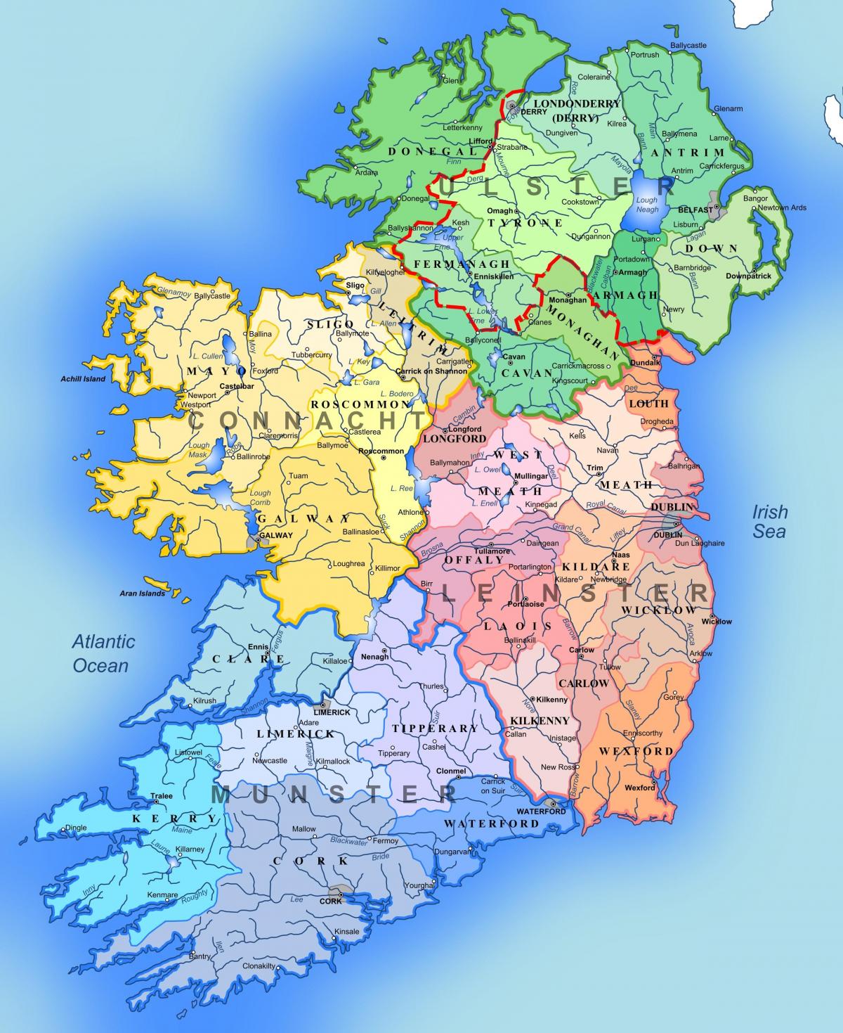 irlanda mapa de lugares de interés turístico