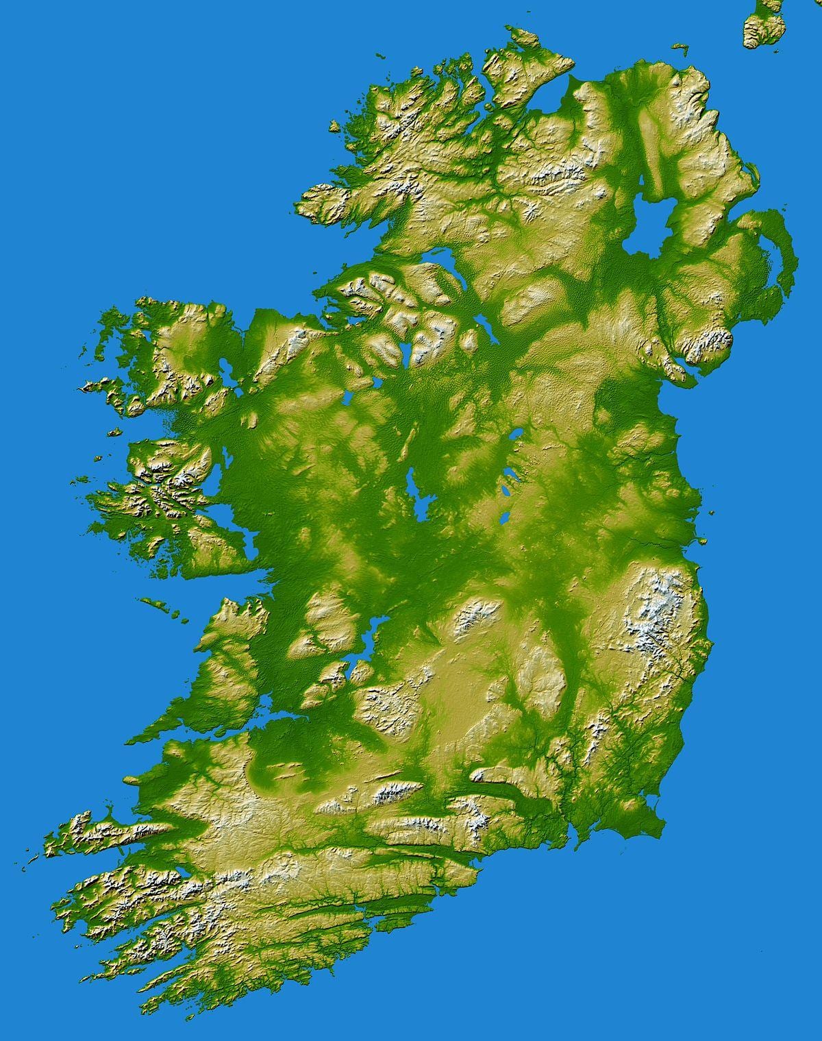 irlanda cordilleras mapa