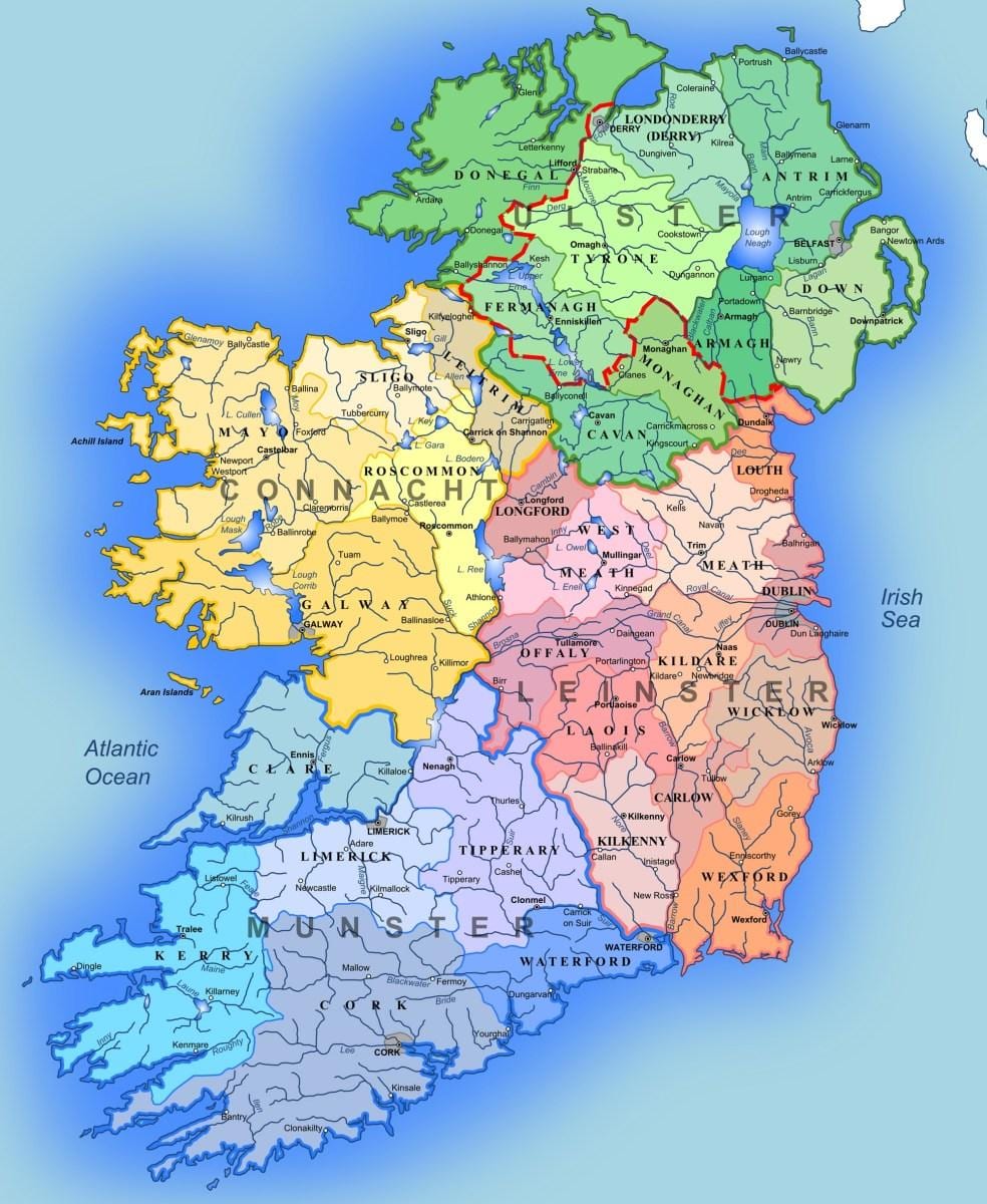 mapa de los ríos de irlanda mapa para niños