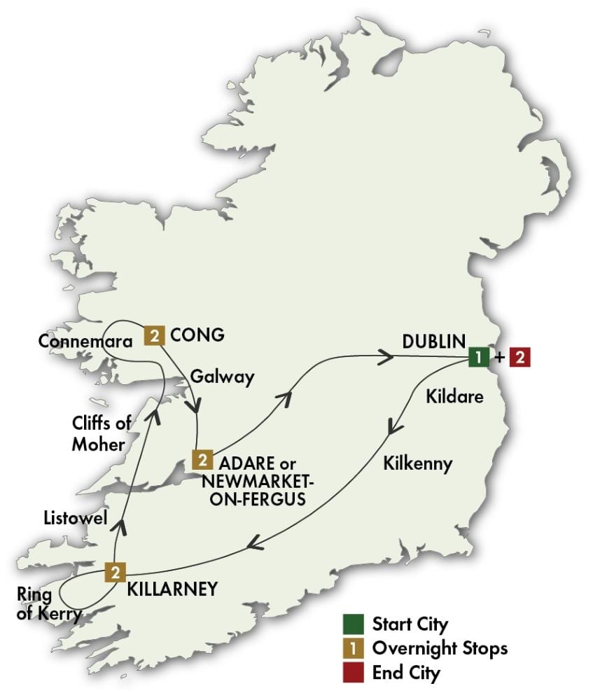 irlanda conducir el mapa del recorrido