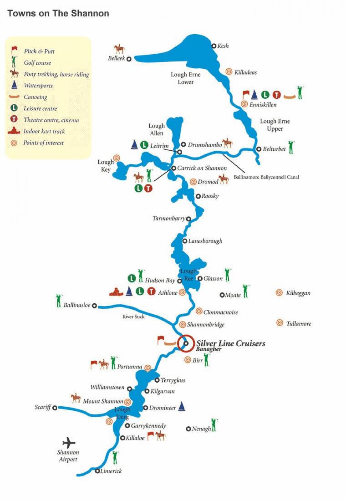 mapa de río shannon mapa de irlanda