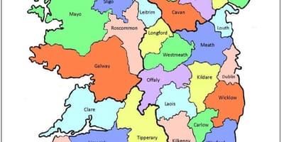 Mapa de los 32 condados de irlanda
