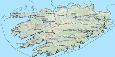 Mapa detallado del suroeste de irlanda