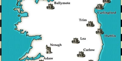 Mapa de castillos en irlanda