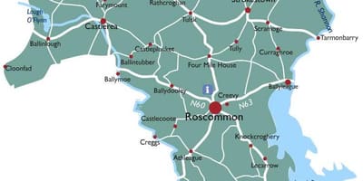 Mapa de condado de roscommon, irlanda