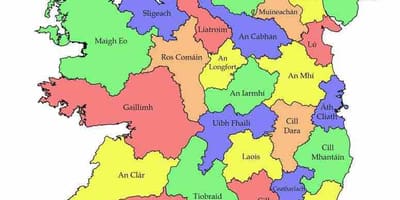 Mapa de irlanda con el condado de nombres