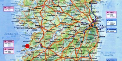 Mapa de irlanda, que muestra lugares de interés turístico