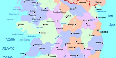 Mapa político de irlanda y de irlanda del norte